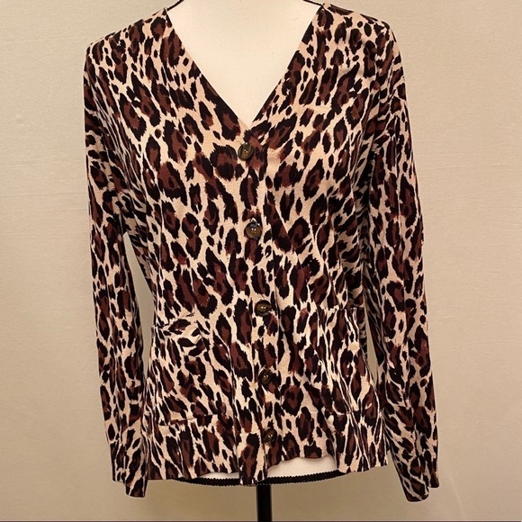 GRACE ELEMENTS Cardigan Sweater Leopard - Picture 1 of 5